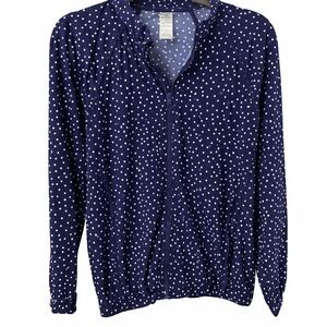 Tommy Bahama IslandActive Polka Dot Sun Shirt XS Navy Zip UPF Jacket